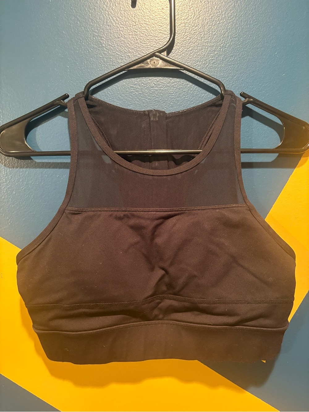 Zyia Active Black Mesh High Impact Padded Sports Bra EUC